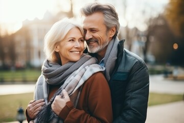 Happy mature couple hugging