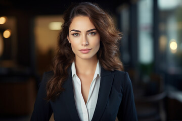 Fototapeta premium Generative AI picture portrait of amazing gorgeous office worker young woman