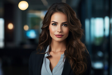 Obraz premium Generative AI portrait of gorgeous office worker young female woman business meeting