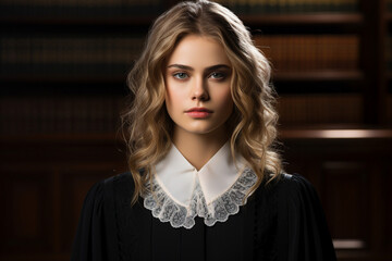 Woman man person judge in courtroom Generative AI picture modern technology