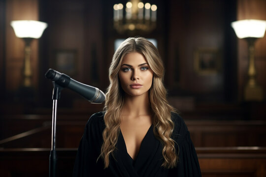 Woman man person judge in courtroom Generative AI picture modern technology