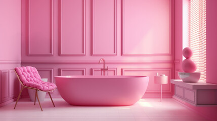 Fototapeta na wymiar pink bathroom in Barbie style, toy. Painted