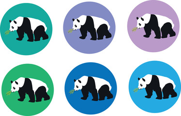 panda Colors Vector Icons Set
