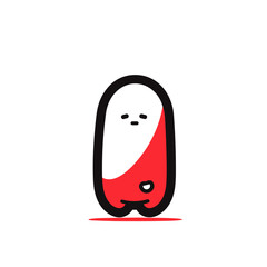 Jelly Bean vector icon in minimalistic, black and red line work, japan web