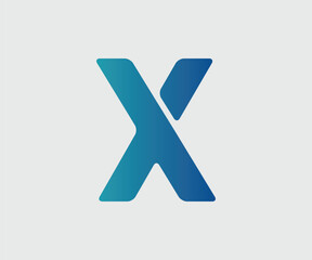 x font logo separated with blue color