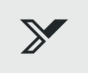 Y font logo with black and white color