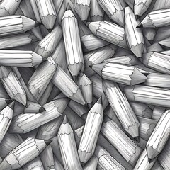 creative pencil doodle art, seamless pattern with black and white background, generative AI