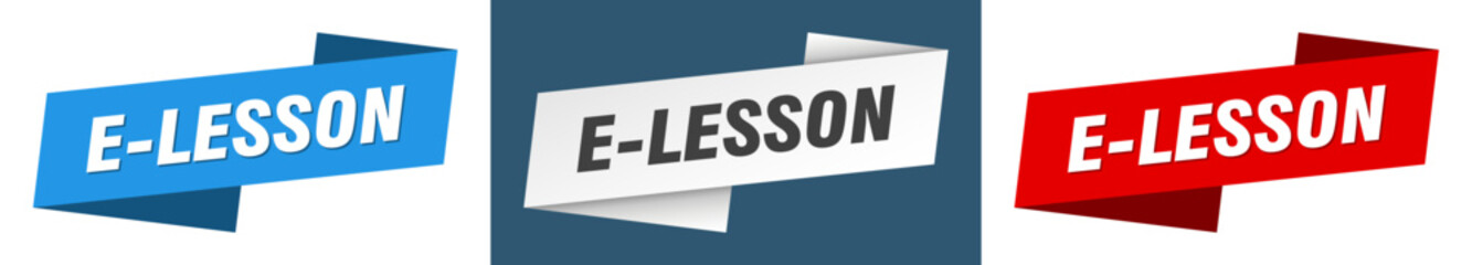 e-lesson banner. e-lesson ribbon label sign set