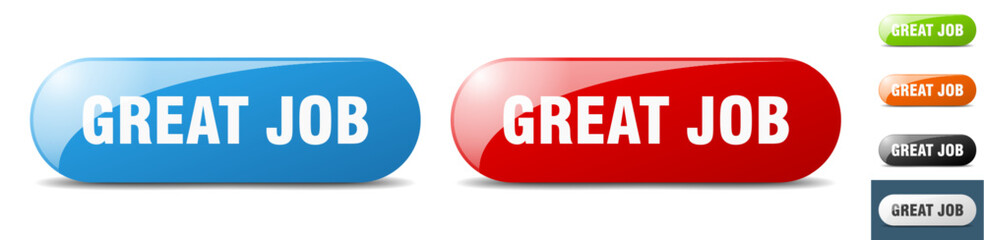 great job button. key. sign. push button set