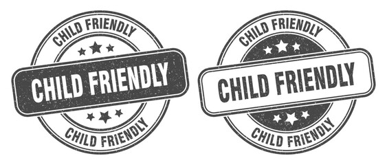 child friendly stamp. child friendly label. round grunge sign
