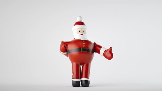 animated 3d Santa Claus, inflatable toy dancing. Seamless Christmas animation with alpha channel