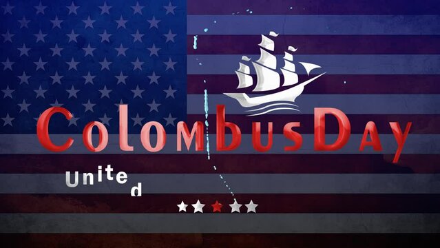 Happy Columbus Day. 4K video animation