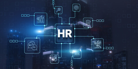 HR management. Human Resources. Recruitment business network concept. Group of teamwork