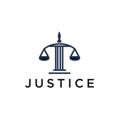 Law firm logo. Sword and scales of justice icon. Corporate lawyer symbol.
