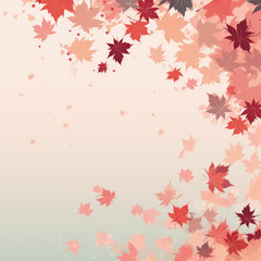 Autumn seasonal background of red and orange autumn leaves on an isolated background