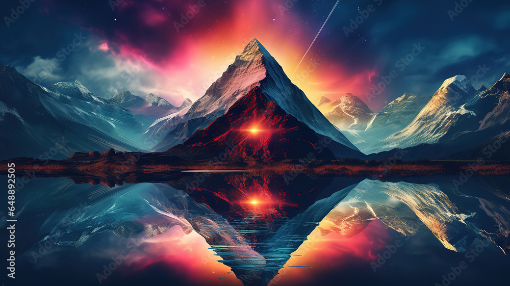 Wall mural a mountain with a triangle in the middle abstract background. generative ai