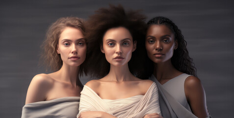 Obraz premium Portrait of three multicultural women standing together