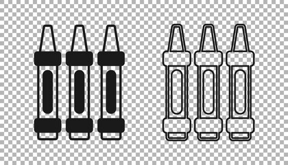 Black Wax crayons for drawing icon isolated on transparent background. Vector