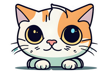 Fototapeta premium Cute cat sticker, vector illustration, one sticker, image without background, Generative AI