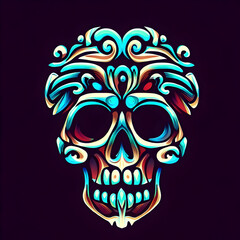 Obraz premium Tribal colourful skull