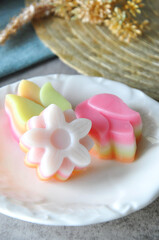 Close up Layer Coconut Jelly in Flower Shape