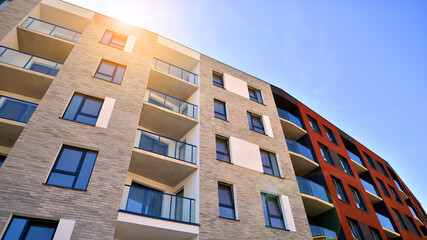 Modern apartment building in a residential area of ​​a city. Contemporary residential building...