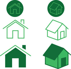 house icons set green house icon