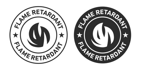 Flame Retardant Icons set in black filled and outlined. - obrazy, fototapety, plakaty