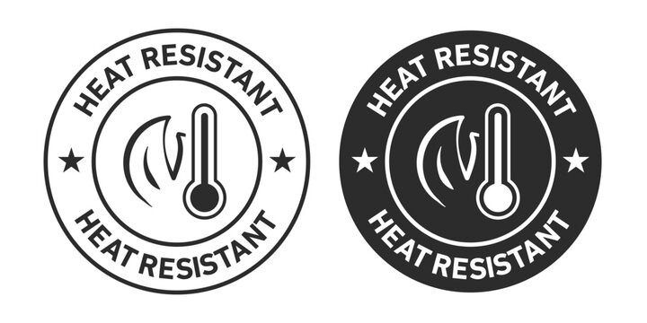 heat resistant Icons set in black filled and outlined.