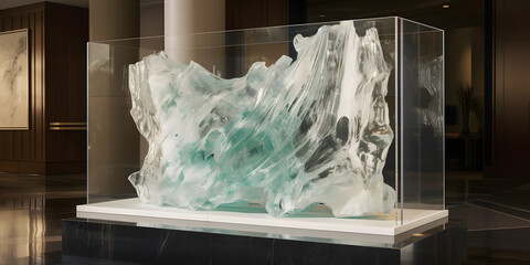glass sculpture on a marble pedestal generative AI
