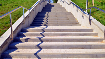 Abstract modern concrete stairs to building