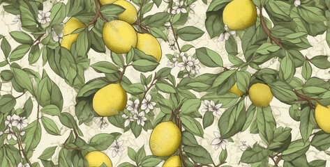 lemon vines seamless pattern hd wallpaper