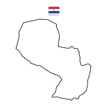 Paraguay contour vector map with flag in color. Background map eps 10