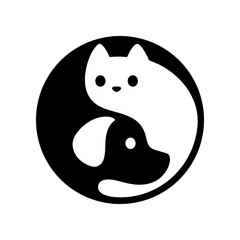 Cat and dog yin yang
