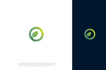 Green Leaf nature environtment element logo design. Circle green leaf power energy ecology sustainability. Vector Concept illustration.
