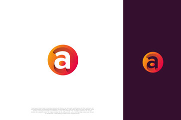 Initial lowercase letter a rounded logo, gradient vibrant colorful glossy colors. Vector design template