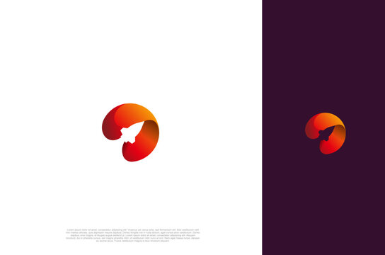 launch rocket logo rounded icon design, rocket launch logo template for startup business technology. Vector design template