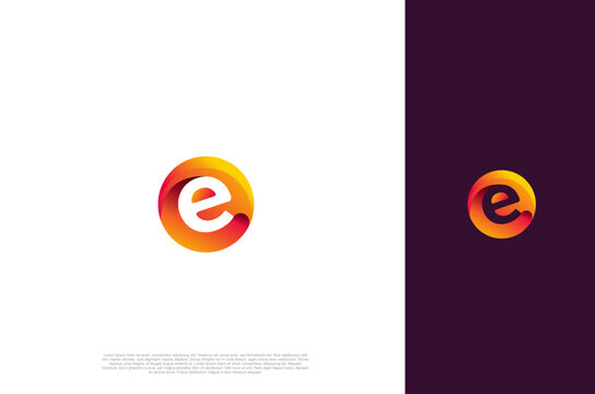 Initial lowercase letter e rounded logo, gradient vibrant colorful glossy colors. Vector design template