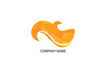 Wave Flat Icon on Orange coror lowpoly  Background