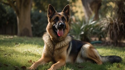 german shepherd dog on grass , in the park