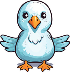 Seagull, Vector Cartoon, Illustration