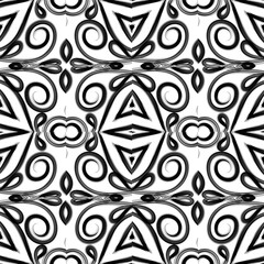 Seamless Black and white batik ethnic borneo pattern background 