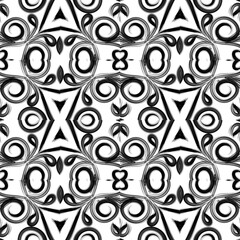 Seamless Black and white batik ethnic borneo pattern background 