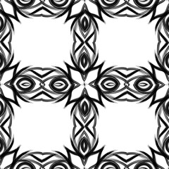 Seamless Black and white batik ethnic borneo pattern background 