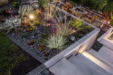 Rockery Garden Illuminated by Weather Proof Outdoor LED Light