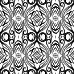 Fototapeta premium Seamless Black and white batik ethnic borneo pattern background 