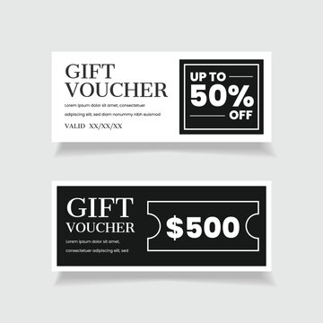 Gift voucher template layout. discount 50 percent off