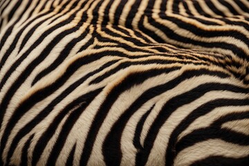Fototapeta na wymiar Detail of a black and white stripes on a zebra skin. ai generative