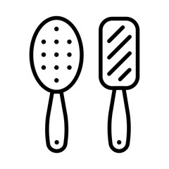 Vector illustration of brush and hair symbol. Set of brush and hairbrush stock symbol for web.