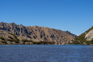 Landscape of mountains and lake in Patagonia